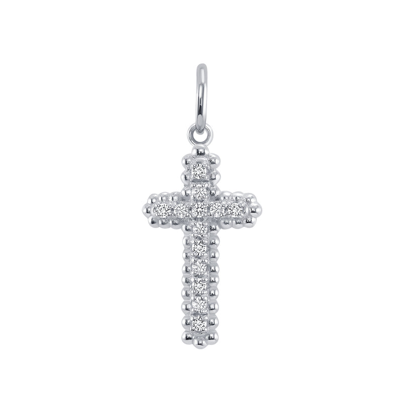 Large Diamond Cross Pendant/Necklace in Sterling Silver