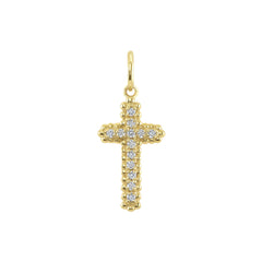 Small Diamond Cross Pendant/Necklace in Solid Gold