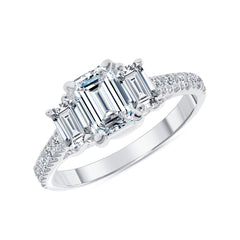 Emerald Cut Cubic Zirconia Statement Ring in Solid Gold