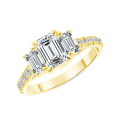 Emerald Cut Cubic Zirconia Statement Ring in Solid Gold