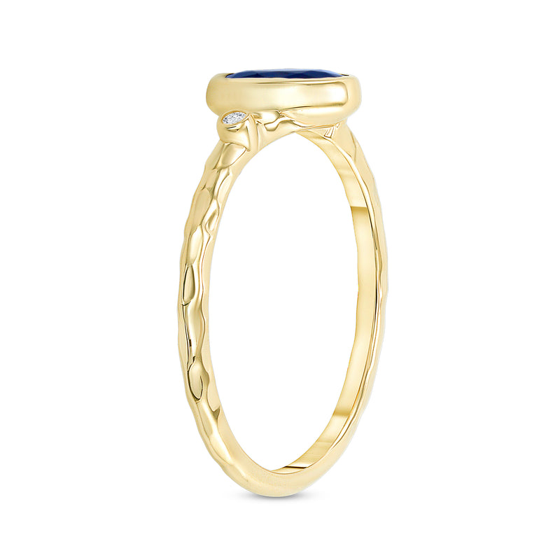 Diamond and Genuine Sapphire Ring in Solid Gold