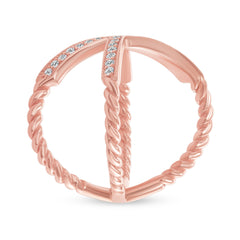 Diamond Rope Criss Cross Ring in Solid Gold