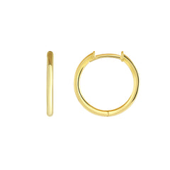 Simple 15mm Hoop Huggie Earrings in Solid Gold