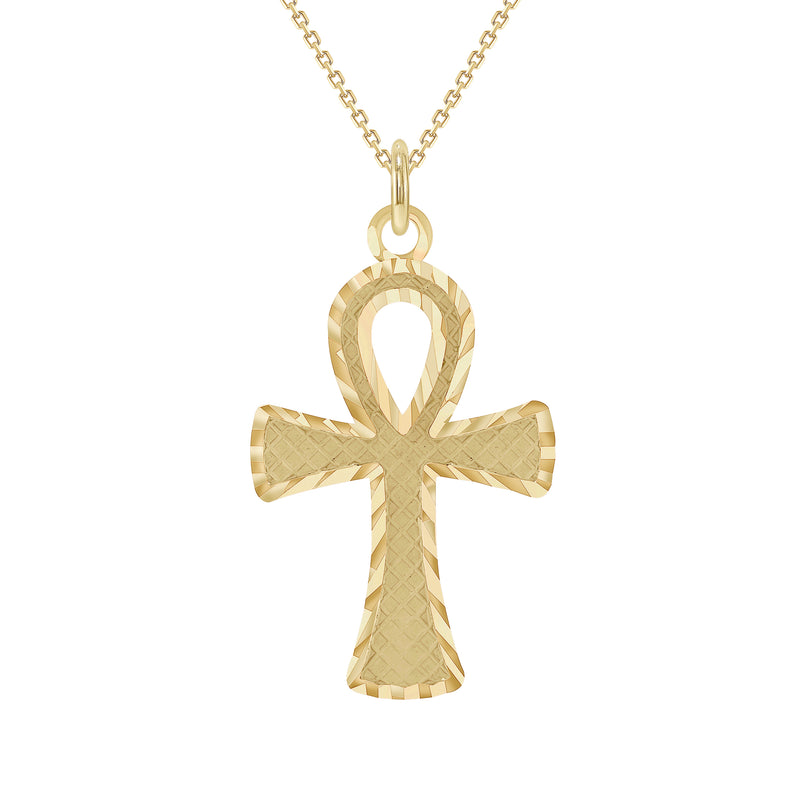 Dainty Egyptian Key Of Life Ankh Pendant Necklace in Solid Gold (Large/Small)