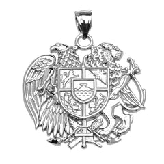 Armenian National Coat of Arms Pendant Necklace in Sterling Silver (LG/SM)