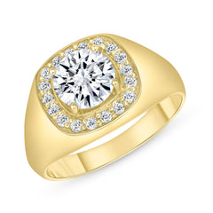 Diamond and CZ Men's Pinky Statement Ring in Solid Gold