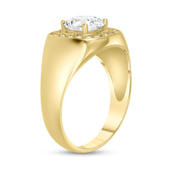 Diamond and CZ Men's Pinky Statement Ring in Solid Gold