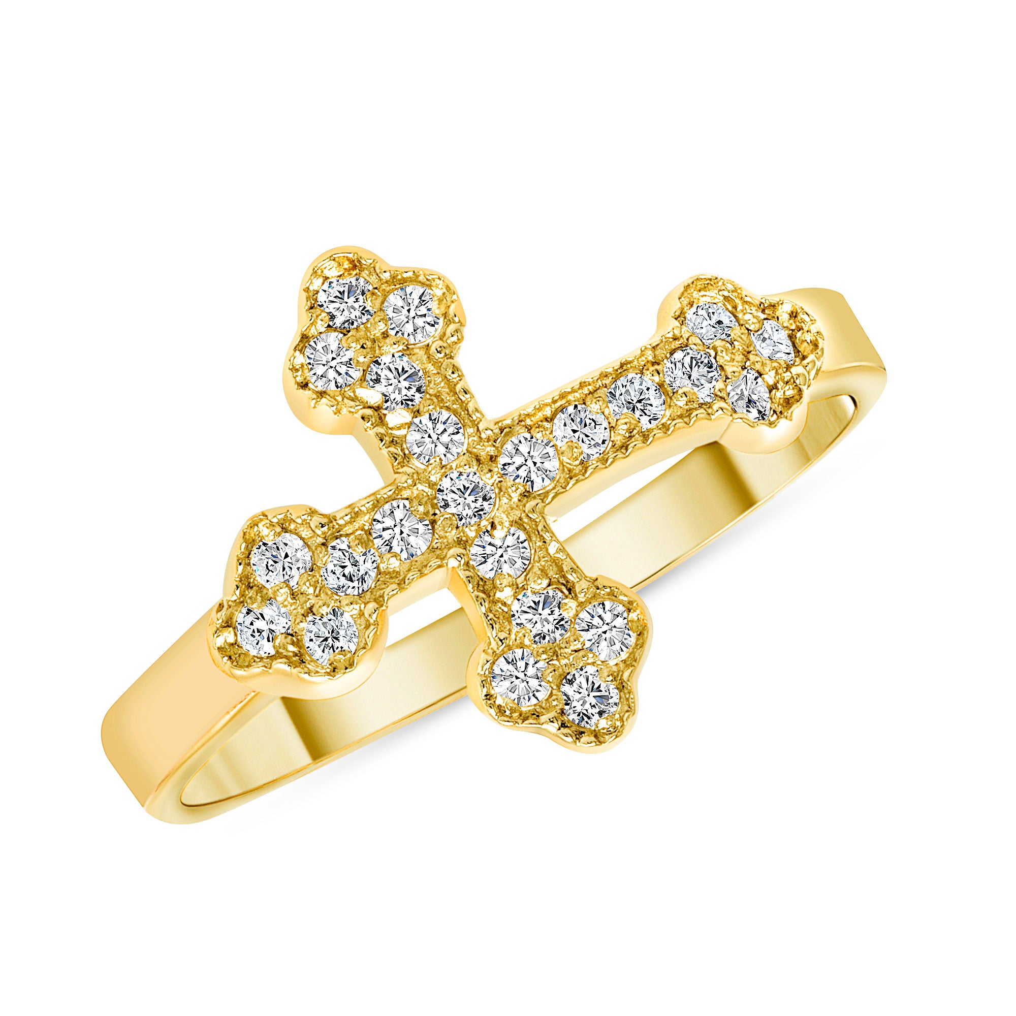 Men's Fine Jewelry 14K Yellow Gold Flared Cross Crucifix Cutout Christian  Tapered Statement Band Style Ring - Size 4|Amazon.com