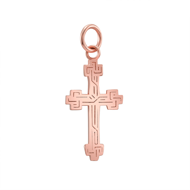 Etched Small Cross in Solid Gold