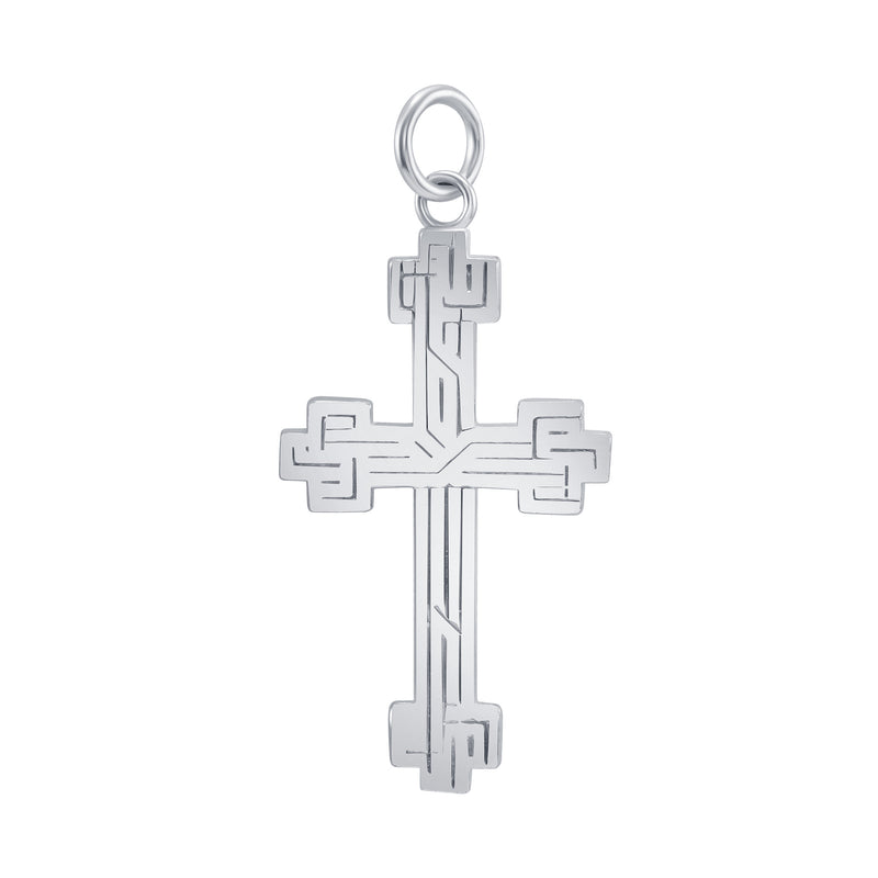 Etched Large Cross in Sterling Silver