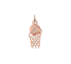 Solid Gold Diamond Basketball Pendant Necklace