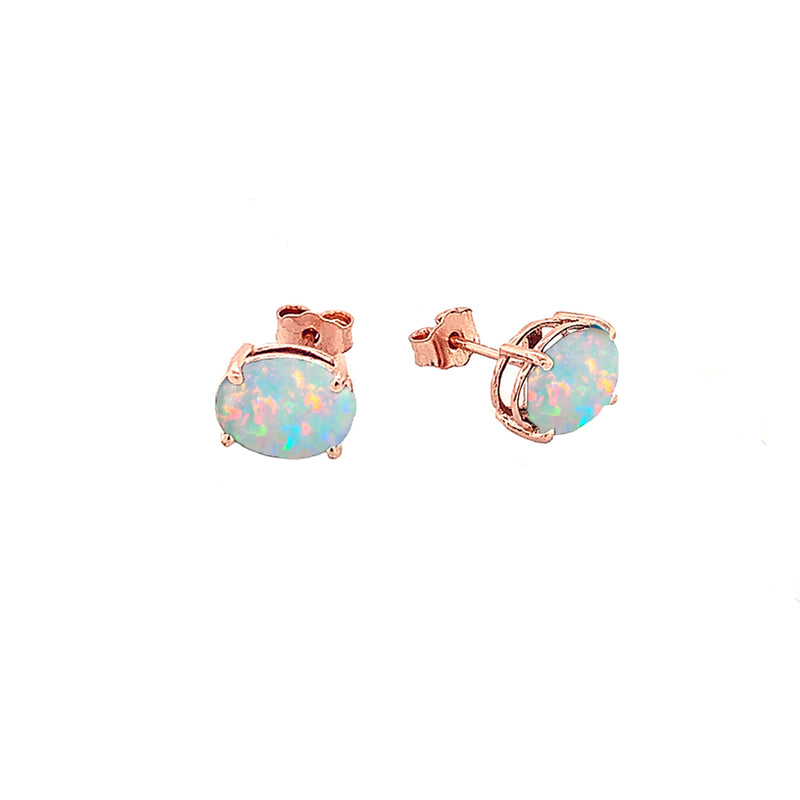 Genuine Oval-Shaped Birthstone Stud Earrings in Gold (Medium Size)