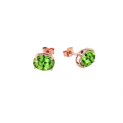 Genuine Oval-Shaped Birthstone Stud Earrings in Gold (Medium Size)