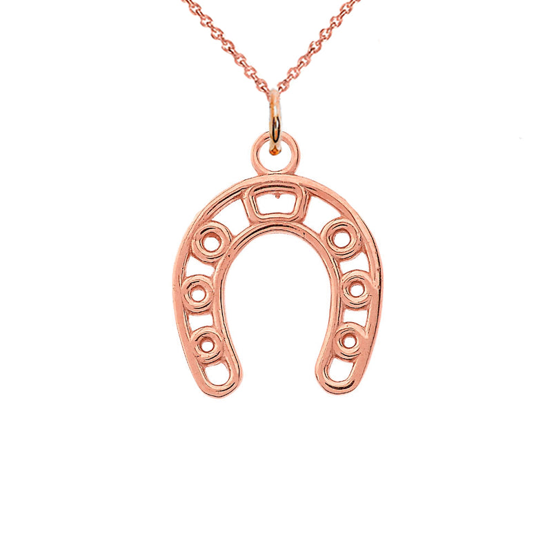 Dainty Horseshoe Pendant Necklace in Solid Gold