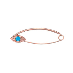 Solid Gold Dainty Turquoise Evil Eye Safety Pin
