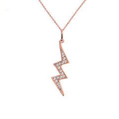 Lightning Bolt Diamond Pendant/Necklace In Solid Gold