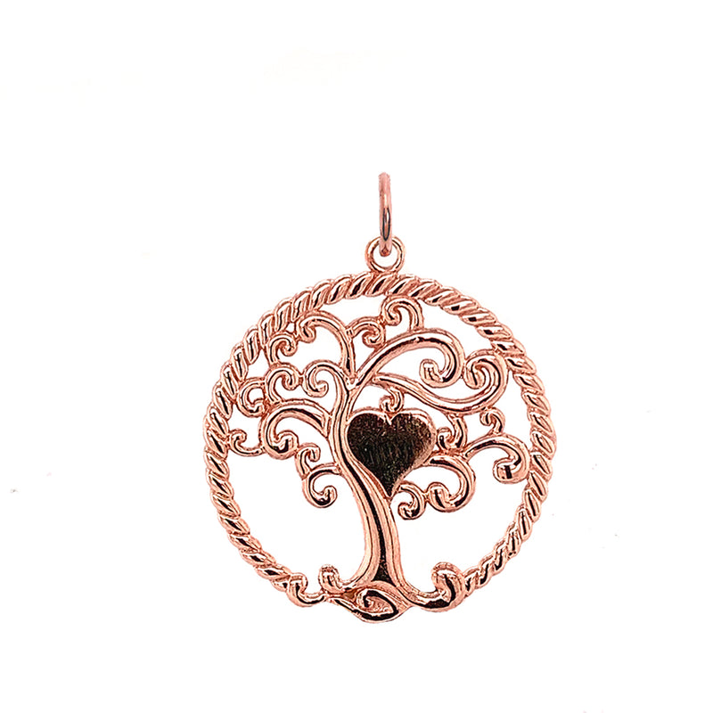 Open "Tree of Life" Charm Pendant/Necklace in Solid Gold