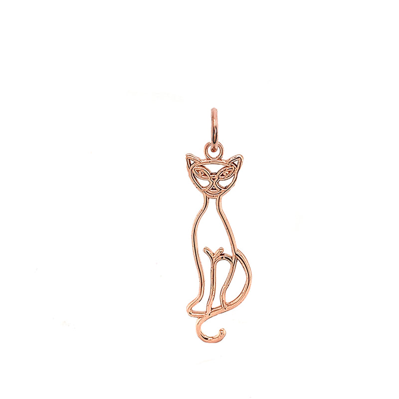 Cat Outline Pendant/Necklace in Solid Gold