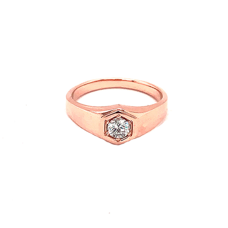 Diamond Honeycomb High Polish Pinky Ring in Solid Gold