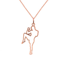 Personalized Karate Sports/Martial Arts Outline Pendant Necklace in Solid Gold