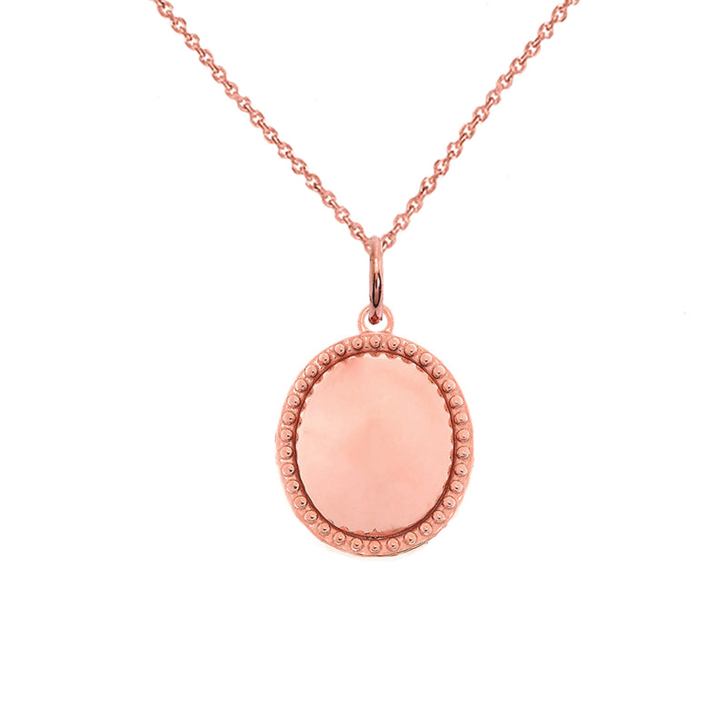 Milgrain Oval Shaped Statement Pendant/Necklace In Solid Gold