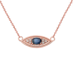 Sapphire & Diamond Evil Eye Necklace in Solid Gold