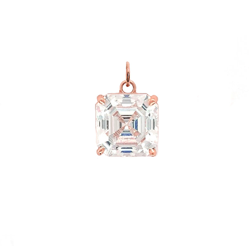 Asscher-cut 5 mm CZ Stone Statement Pendant Necklace in Solid Gold