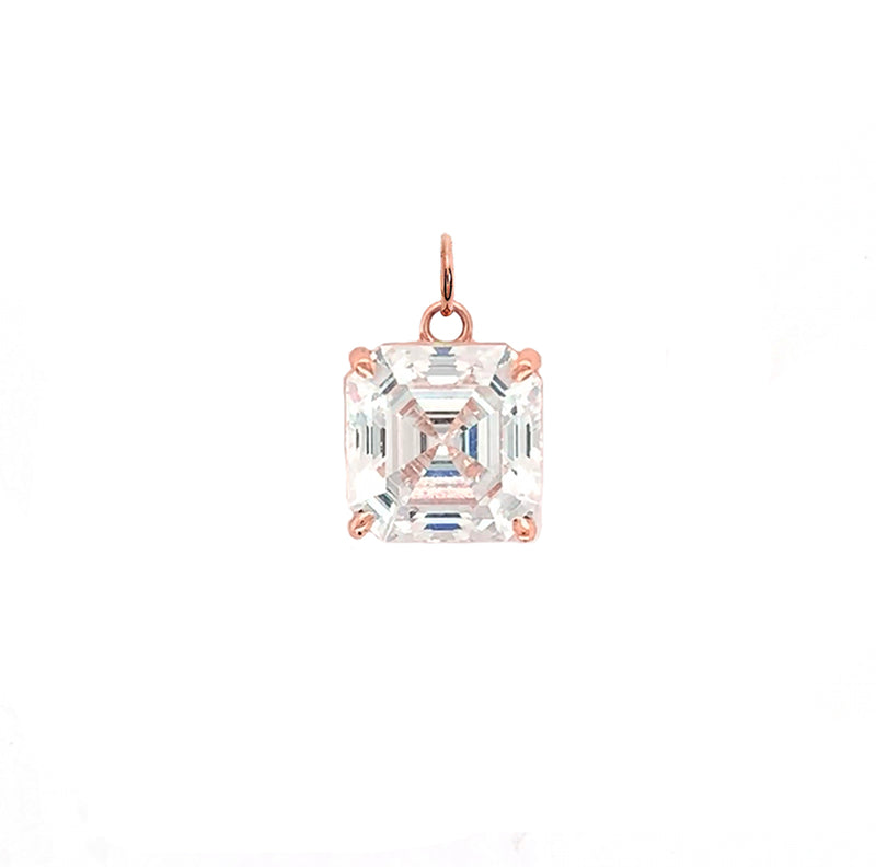Asscher-cut 4 mm CZ Stone Statement Pendant Necklace in Solid Gold