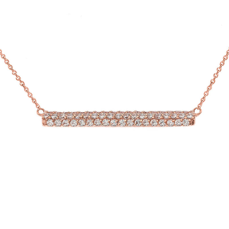 Solid Gold Diamond Bar Necklace