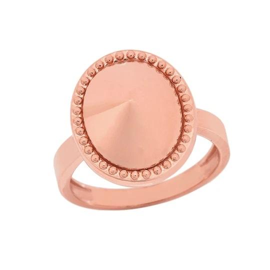 Milgrain Oval Shaped Statement Ring In Solid Gold