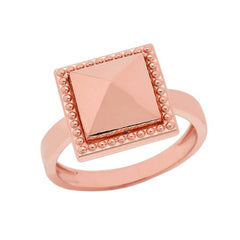 Milgrain Square Shaped Statement Ring In Solid Rose Gold