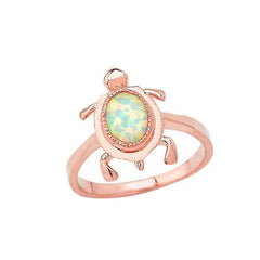 Opal Turtle Ring in Solid Rose Gold