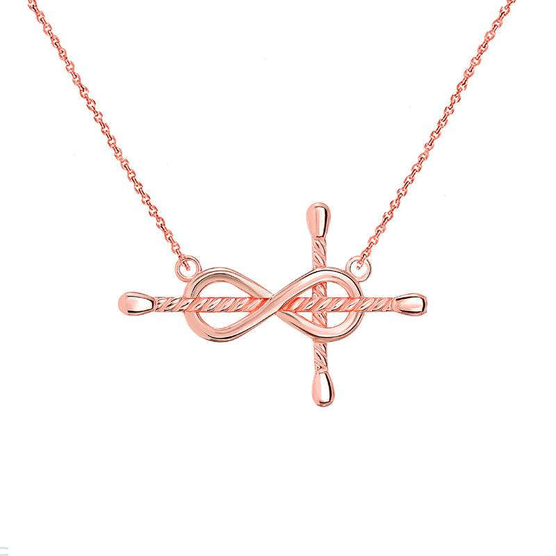 Infinity-Rope Cross Necklace in Solid Gold