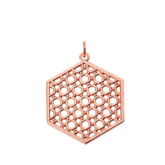 Honeycomb Statement Pendant Necklace in Solid Gold