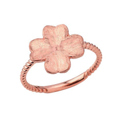 Four-Leaf Clover Rope Ring in Solid Rose Gold