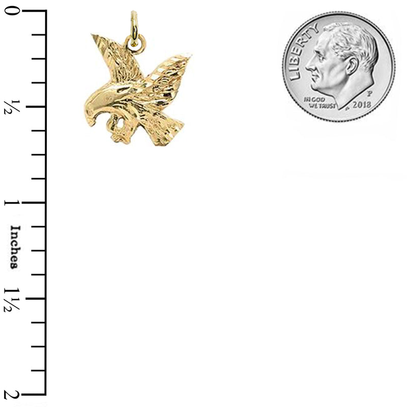 Solid Gold 3D Full Body Eagle Pendant Necklace