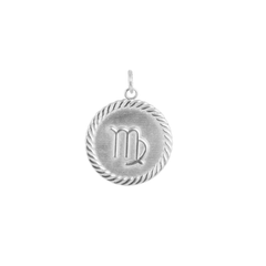 Reversible Scorpio Zodiac Sign Charm Coin Pendant Necklace in Sterling Silver