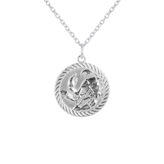 Reversible Aries Zodiac Sign Charm Coin Pendant Necklace in Sterling Silver