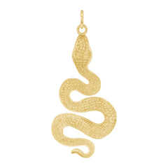 Textured Solid Snake Pendant Necklace in Solid Gold