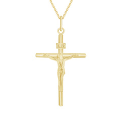 INRI Crucifix Cross Pendant Necklace in Solid Gold