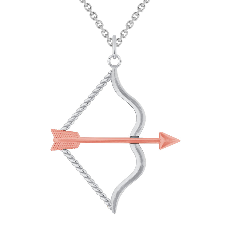 Bow & Arrow Archery Pendant Necklace in Solid Gold
