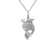 King Goldfish Fancy Colors of Diamond Pendant Necklace in Sterling Silver