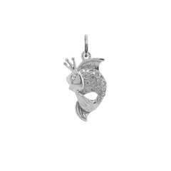 King Goldfish Fancy Colors of Diamond Pendant Necklace in Sterling Silver