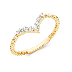 Diamond Chevron Stackable Rope Ring in Solid Gold