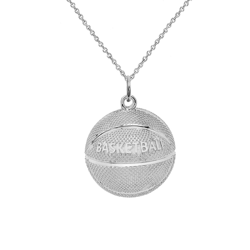 Basketball Sports Charm Pendant Necklace in Sterling Silver