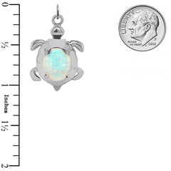 Sterling Silver Sea Turtle with Opal Stone Pendant