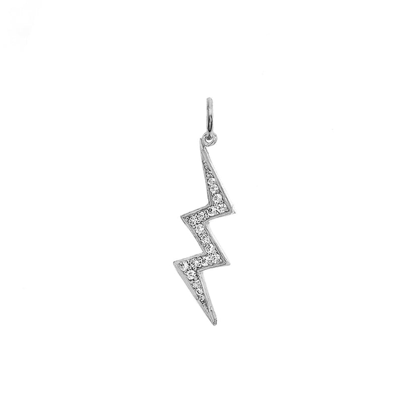 Lightning Bolt Diamond Pendant/Necklace In Sterling Silver