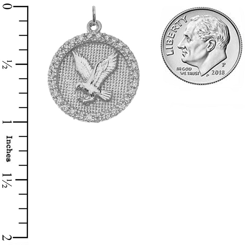 American Eagle Disc Pendant Necklace in Sterling Silver