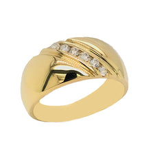 6-Stone CZ Men's Wedding Ring in Solid Gold