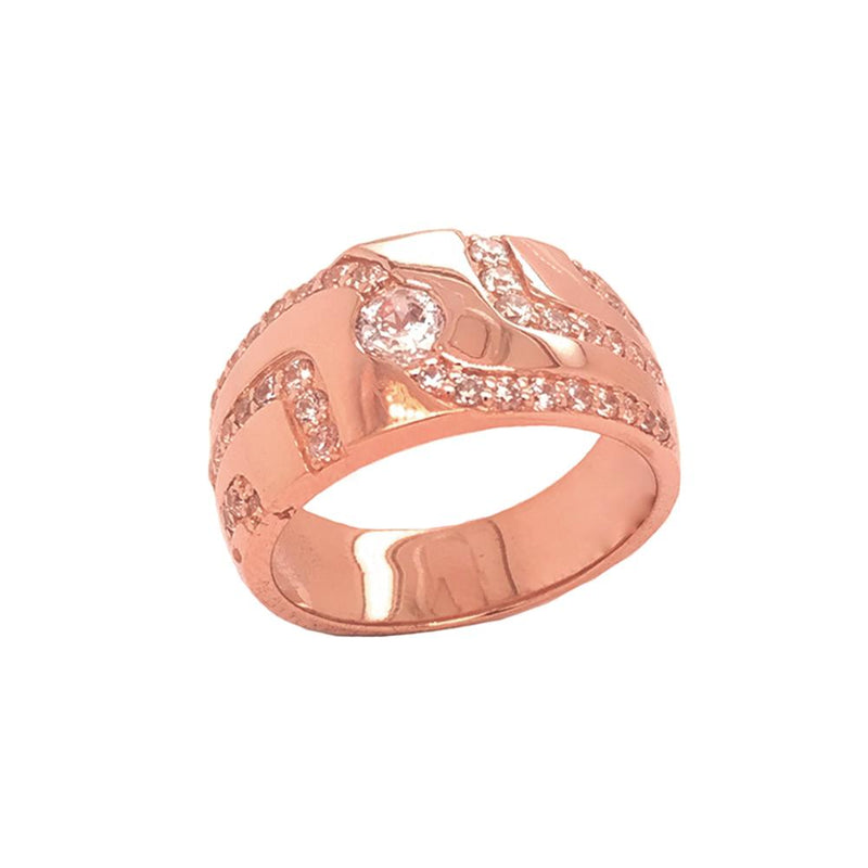 Men's Trails of CZ Ring in Solid Gold